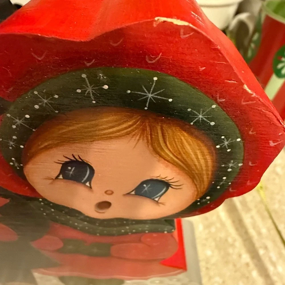 Vintage Hand Painted Wooden Holiday Christmas Carolers Decor and Set Ice Skaters
